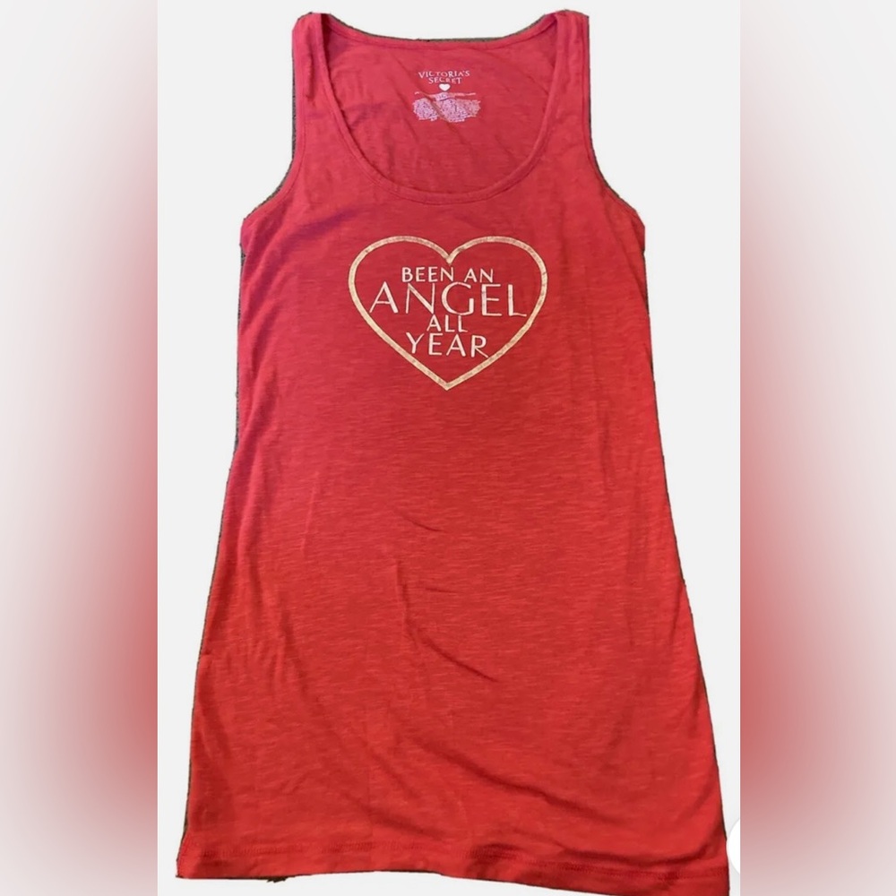 Victoria’s Secret Red Silver Been An Angel All Year Racerback Tank Top Small S